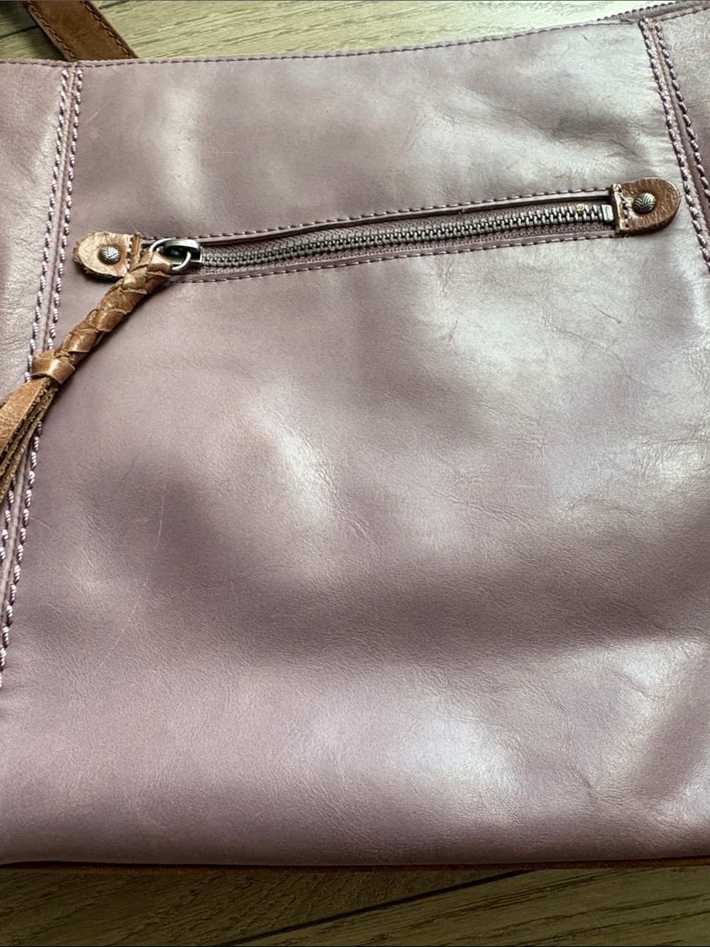 The Sak Purple Leather Crossbody with Brown Tassels - Picture 7 of 14